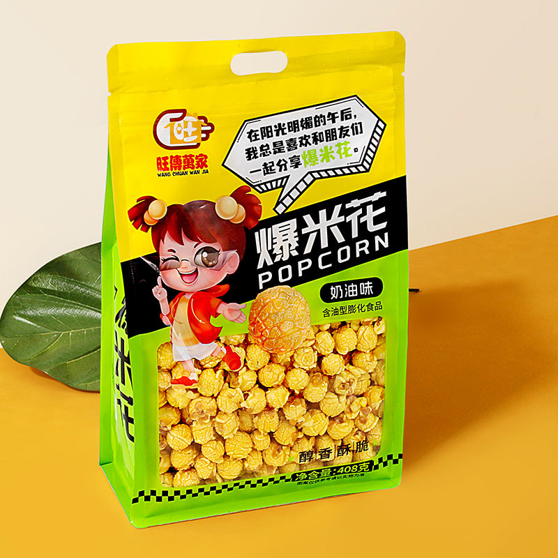 Prosperous to All Families408Gram Bagged Popcorn Caramel Flavor Cream Flavor Mixed Fruit Flavor Snacks Puff Pastry