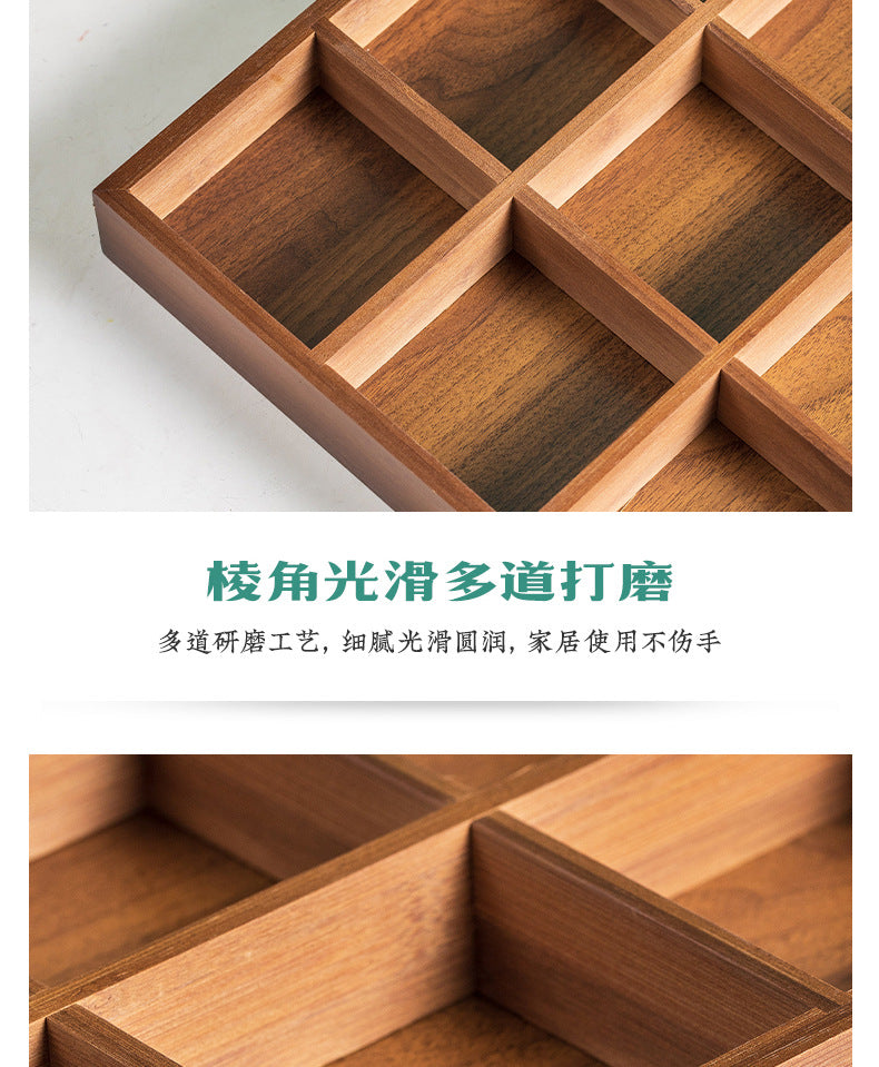 New Style Tea Brewing Tray with Four, Six, and Nine Grids for Fruit and Snacks, Bamboo Wooden Tray for Dried Fruits