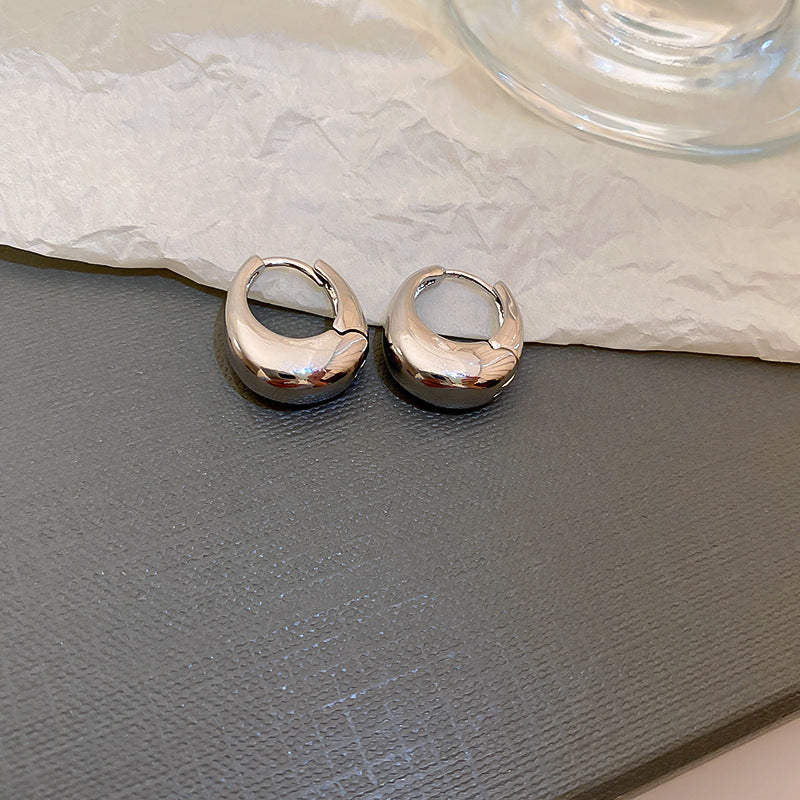 Silver Needle Metal Earrings High-end Simple Stud Earrings Fashion Versatile Light Luxury Unique Niche Earrings Yiwu Wholesale