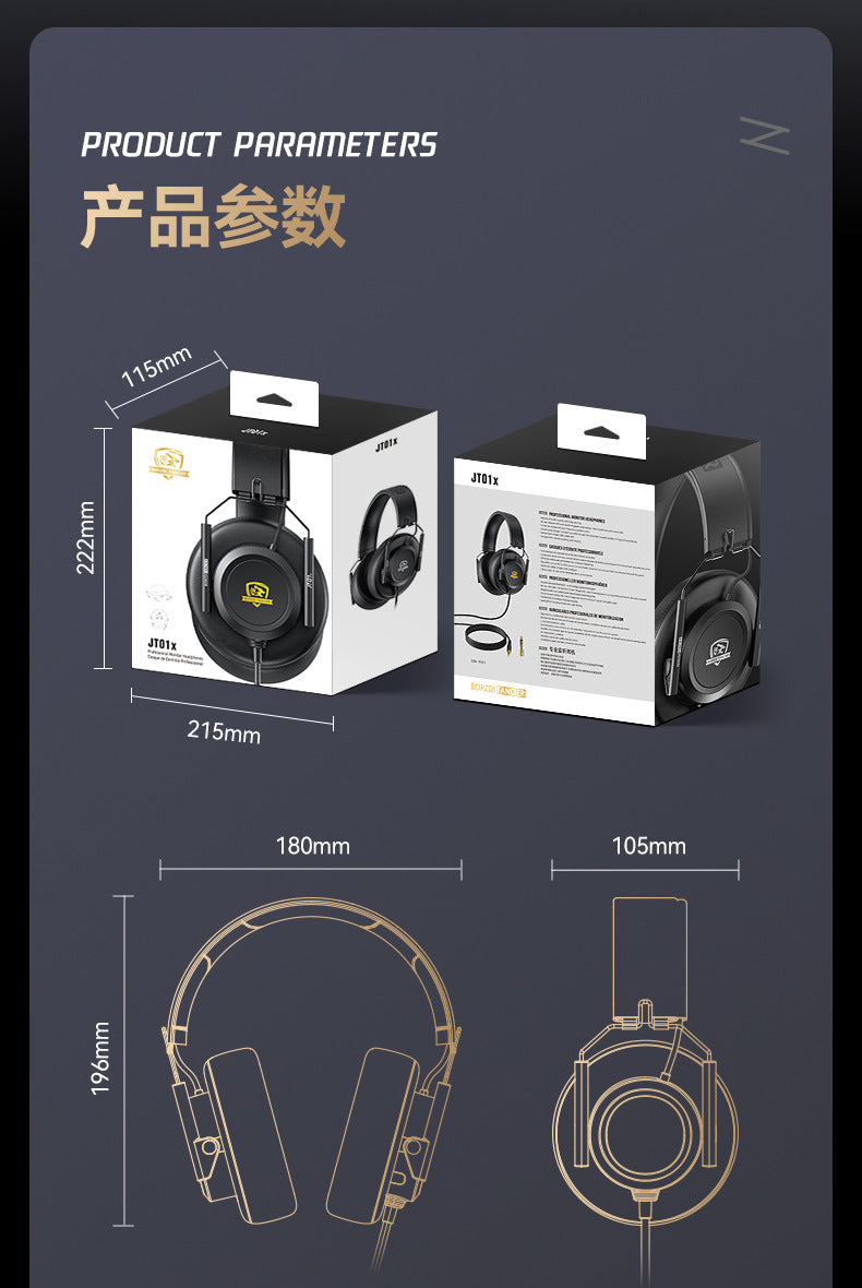 New Wolfhunter Model JT01x Over-Ear Monitoring Headphones Entry-level Movie Music Foldable Private Model Headphones In Stock