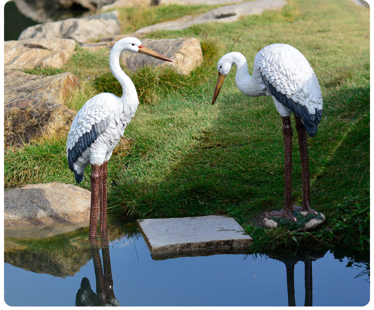 Outdoor Garden Imitation White Egret Fiberglass Ornament Home Courtyard Pool Rockery Resin Sculpture Floor Decoration