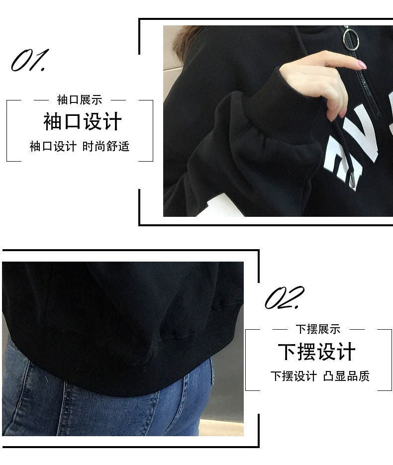 Half Zipper Hooded Short Petites Sweatshirt Women2025New Early Autumn Thin High-Waisted Stylish Streetwear Jacket Trend