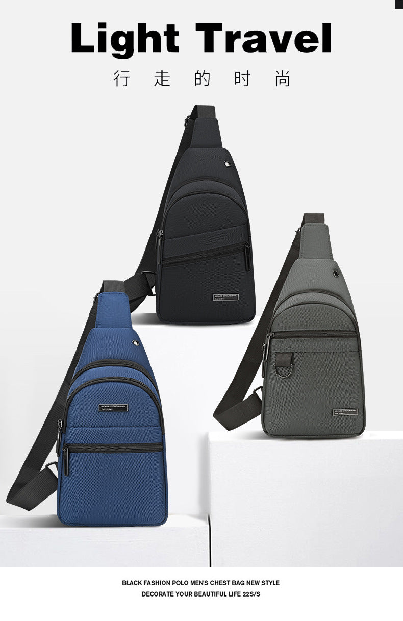 Silk Chest Bag Autumn New Large Capacity Casual Men's Bag Lightweight Simple Water-Resistant Oxford Cloth Crossbody Backpack
