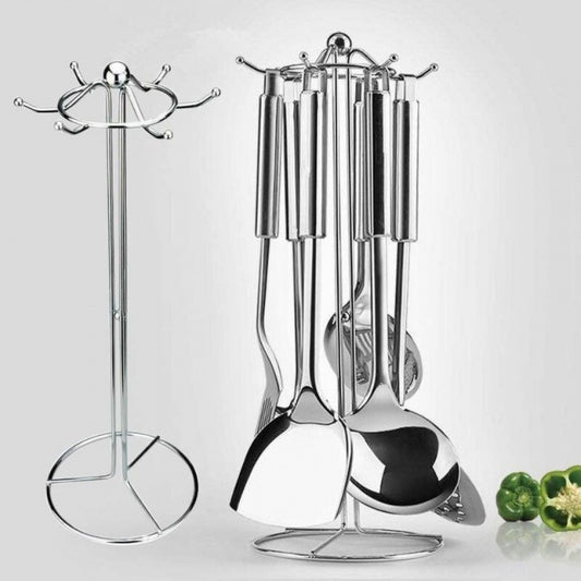 Kitchen Storage Rack Utensil Holder Spatula Spoon Hanging Rack Pot Spatula Holder Soup Spoon Spatula Draining Rack Household Hook Rack Floor-standing