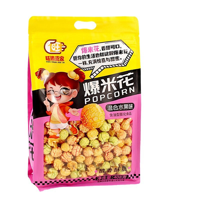 Prosperous to All Families408Gram Bagged Popcorn Caramel Flavor Cream Flavor Mixed Fruit Flavor Snacks Puff Pastry