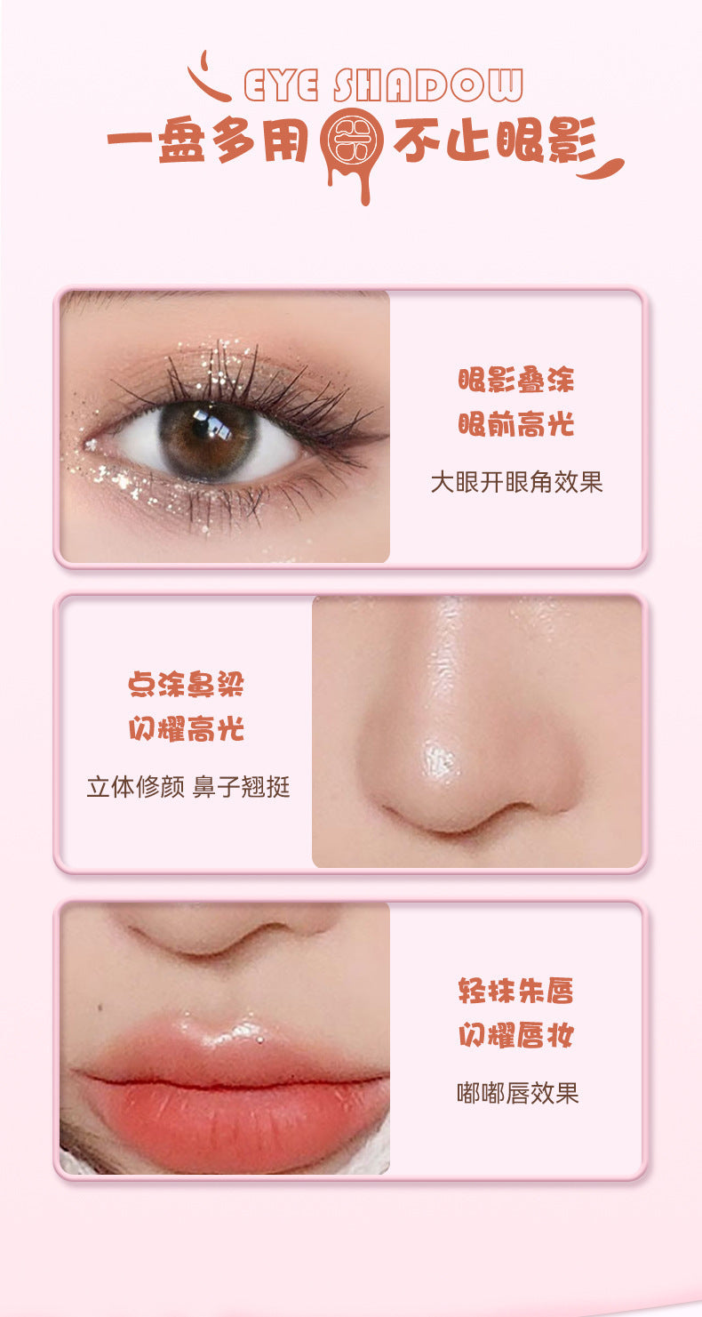 Liangni Shi Four-Color Eyeshadow Palette for Brightening, Pearlescent Glitter, Contouring, and Eyeliner Rouge2437