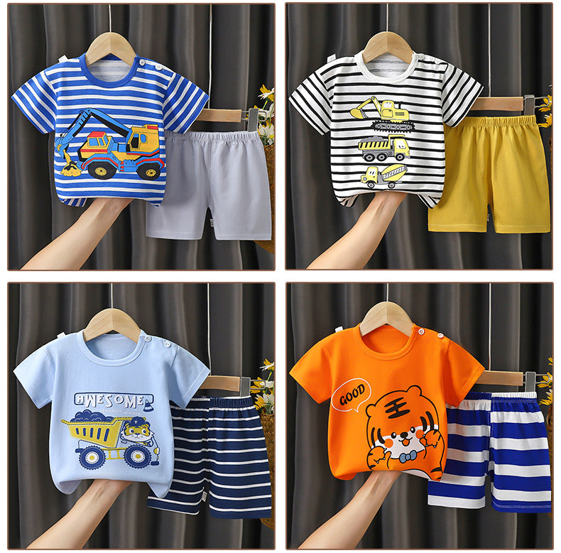 Children's Summer Short Sleeve Set a Cotton-like Boys' and Girls' Clothing t T-shirt Baby Summer Clothing2025Children's Clothing
