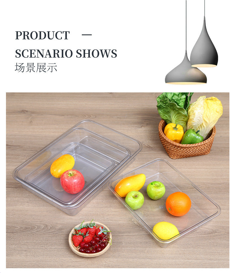 Acrylic Transparent Square Plate Cold Dish Display Plate Commercial Deli Stall Tray Rectangular Food Plastic Square Plate