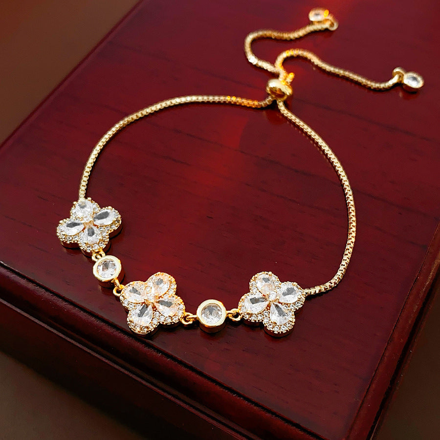 Zircon Star Pig Nose Double Layer Bracelet Niche Light Luxury High-end Versatile Fashion Commuting Vintage Jewelry