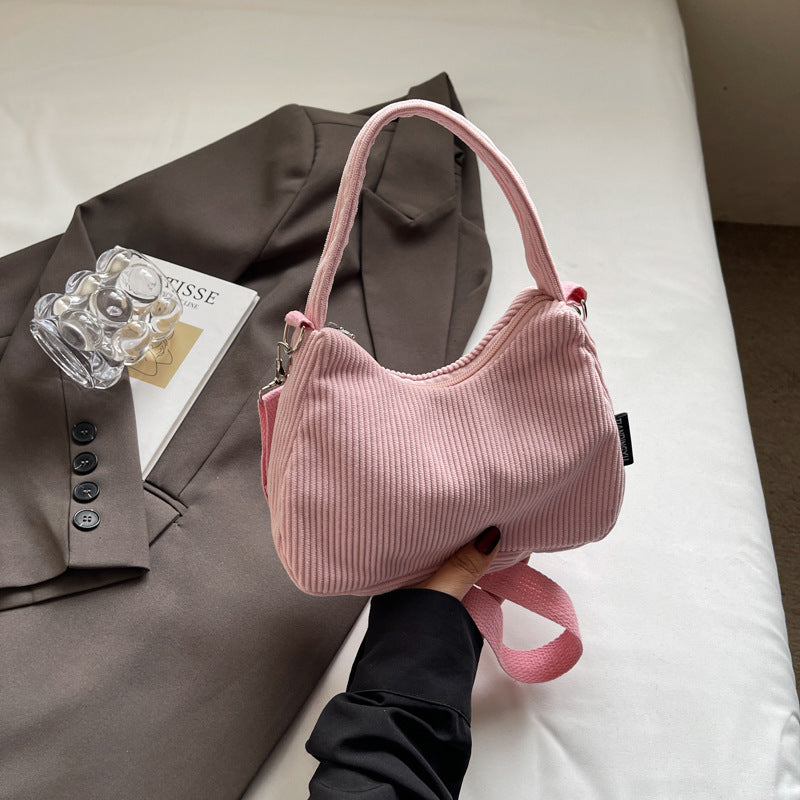 2024New Casual Large Capacity Women's Shoulder Bag Trendy Corduroy Versatile Crossbody Bag Trendy Bag Cross-Border Hot Item
