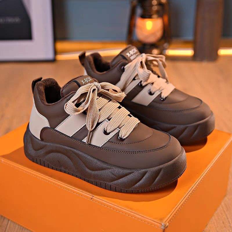 Chunky Sneakers for Women, Autumn and Winter Soft Sole Loafers, Women's Cotton Shoes2025Winter new style fleece-lined thick-soled casual sports sneakers