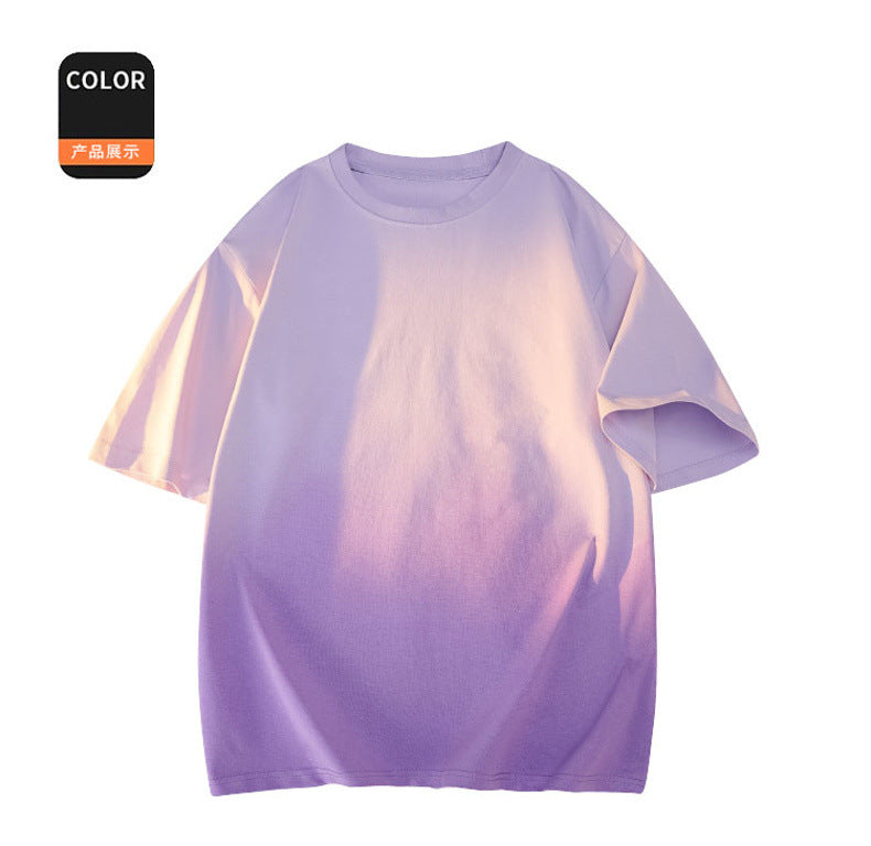 Modal Cotton Short Sleeve T Men's Summer New Gradient Color Loose Round Neck Shirt t Trendy Versatile Fashionable Shirt