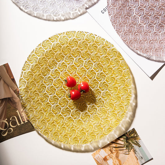 Western-style Glass Dinner Plate charger plate Wedding Banquet Decoration Plate High-Value Fruit Plate13inch pad plate