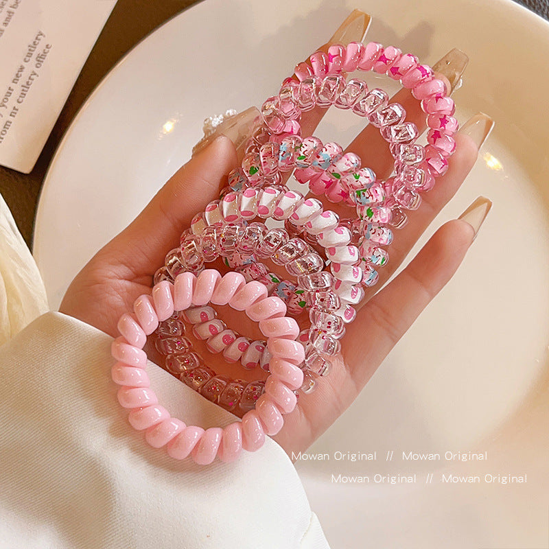 TikTok Hot Trend Korean Version ins Internet Celebrity Boxed Gradient Telephone Wire Hair Tie Fresh Style Elastic Band One Piece Dropshipping