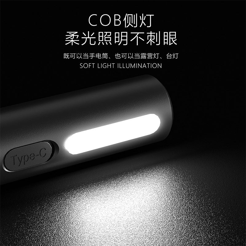 Cross-border Hot-Selling White Laser High-Intensity Side Light COB Zoom Long-Range Multi-Function Flashlight