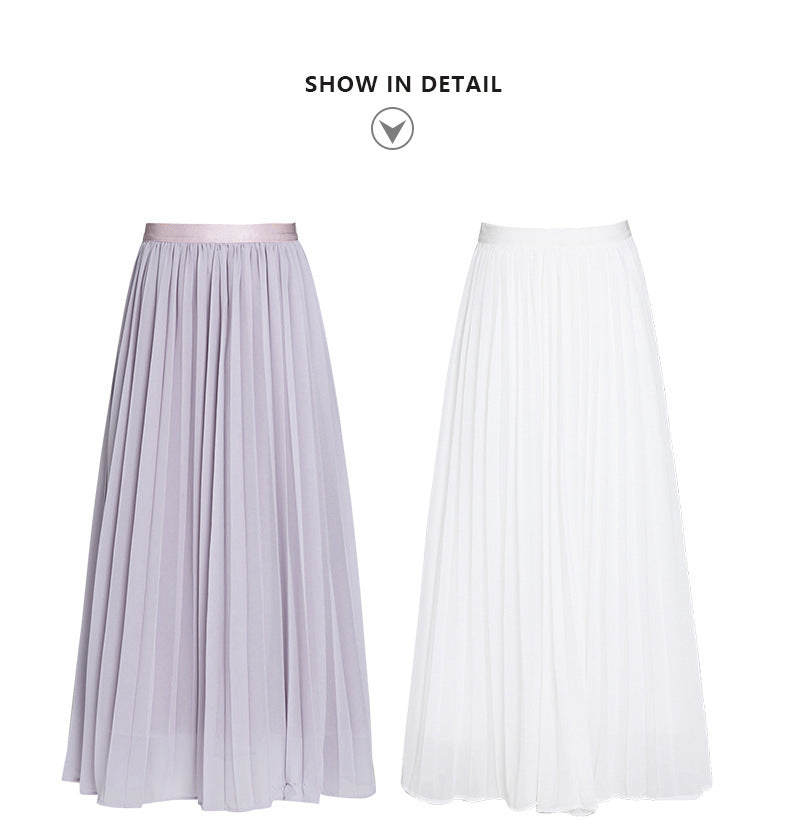 Thirteen Lines·Yunheyu Gentle Light Purple Pleated Long Skirt for Women Versatile Casual Vacation Style Draped Half Skirt
