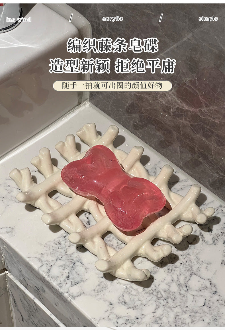 Light Luxury Soap Dish Soap Holder Ceramic Draining Rack Household High-end Bathroom Washstand Storage Artifact