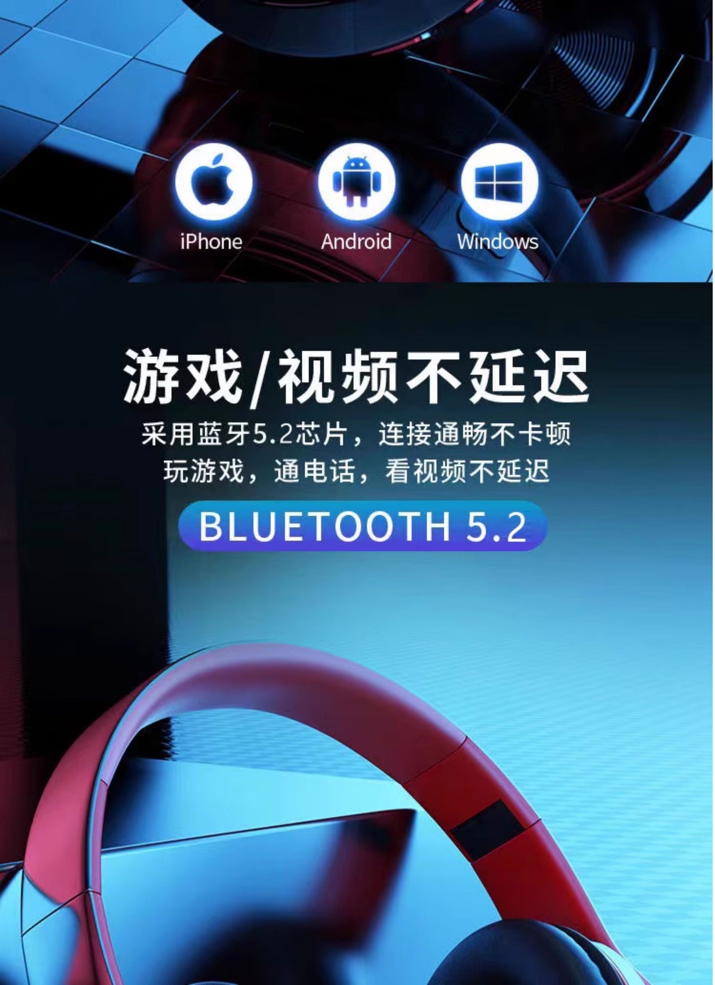 Cross-border Hot-Selling Glowing Bluetooth Headphones Over-Ear Heavy Bass Wireless Sports Gaming Gift Headset Manufacturer