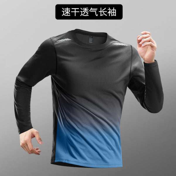 Quick-drying Long-sleeved Men's Mesh Running Training Sports Top Men's Mountaineering Fitness T T-shirt Base Layer Morning Jogging Outfit
