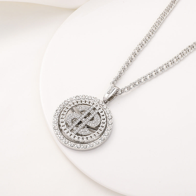 Factory Direct Supply Exquisite Fashion Necklace Imitation Dollar Sign Diamond-Encrusted Jewelry Pendant In Stock Wholesale Luxury