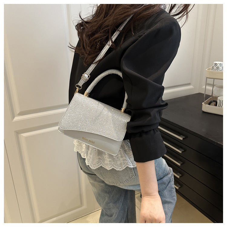 Women's New Bag2025Spring Fashion Light Luxury High-End Diamond-Studded Bag Simple Crossbody Bag for Women Large Capacity Hot Sale