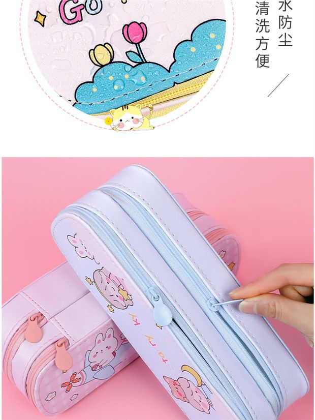 Back-to-School Season Double-Layer Pencil Case Large Capacity Simple Canvas Japanese Style ins Cute pencil case for girls and elementary school students http://detail.1688.com/offer/641079955231.html