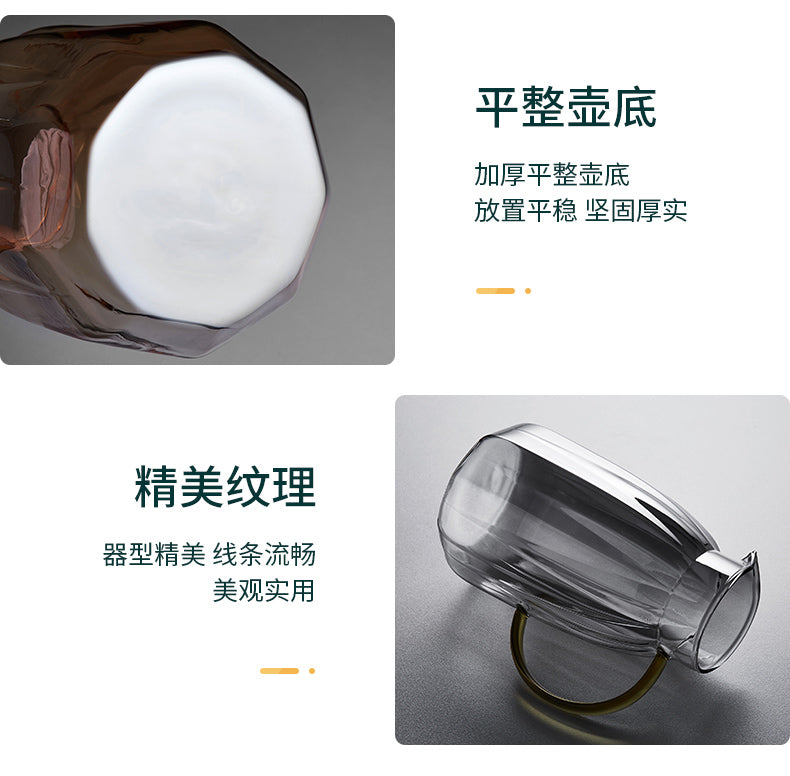 High Borosilicate Glass Cold Water Pitcher Large Capacity Metal Lid Household Transparent Set High Temperature Resistant Explosion-Proof Cold Water Pitcher