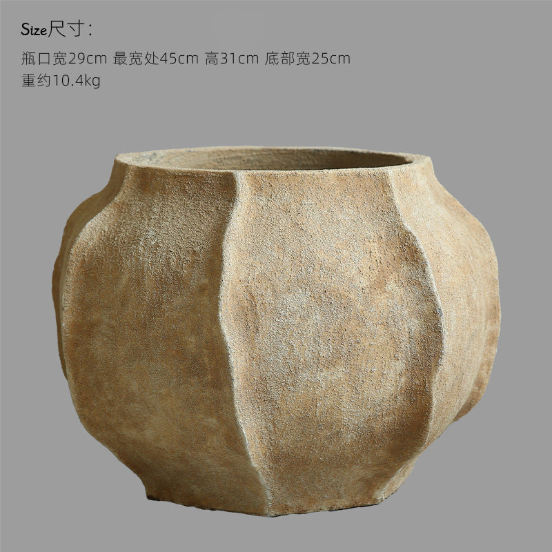 Silent Wind Cement Vase Flower Pot Indoor Living Room Desktop Decoration Entrance TV Cabinet Homestay Soft Decoration Flower Arrangement Ornament