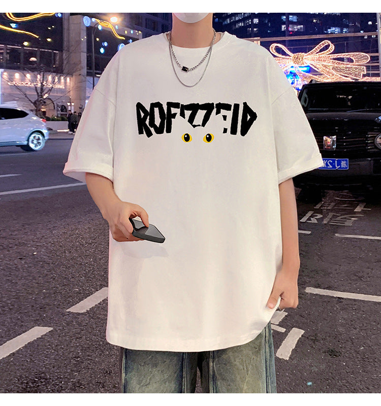 Short Sleeve T Men's Summer New Heavyweight Pure Cotton Crew Neck T-Shirt Large Size Loose Fit Men's Short Sleeve ins Fashion brand top