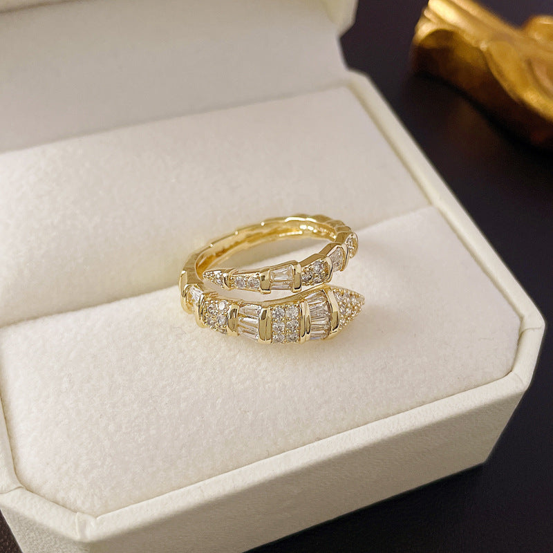 Real Gold Plated Baroque Pearl Tulip Flower Open Ring Korean Fresh Sweet Forest Style Light Luxury Jewelry