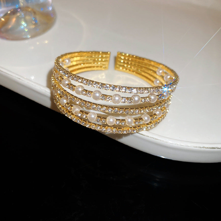 Baroque Pearl Wrap Open Bracelet Fashionable Light Luxury Elegant High-end Bracelet New Style Hand Jewelry Wholesale