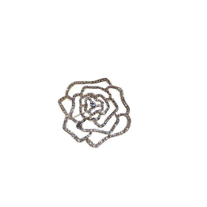 Real Gold Plated Zircon Flower Brooch Niche Light Luxury High-end Elegant Brooch High-end Women's Dress Accessories Wholesale