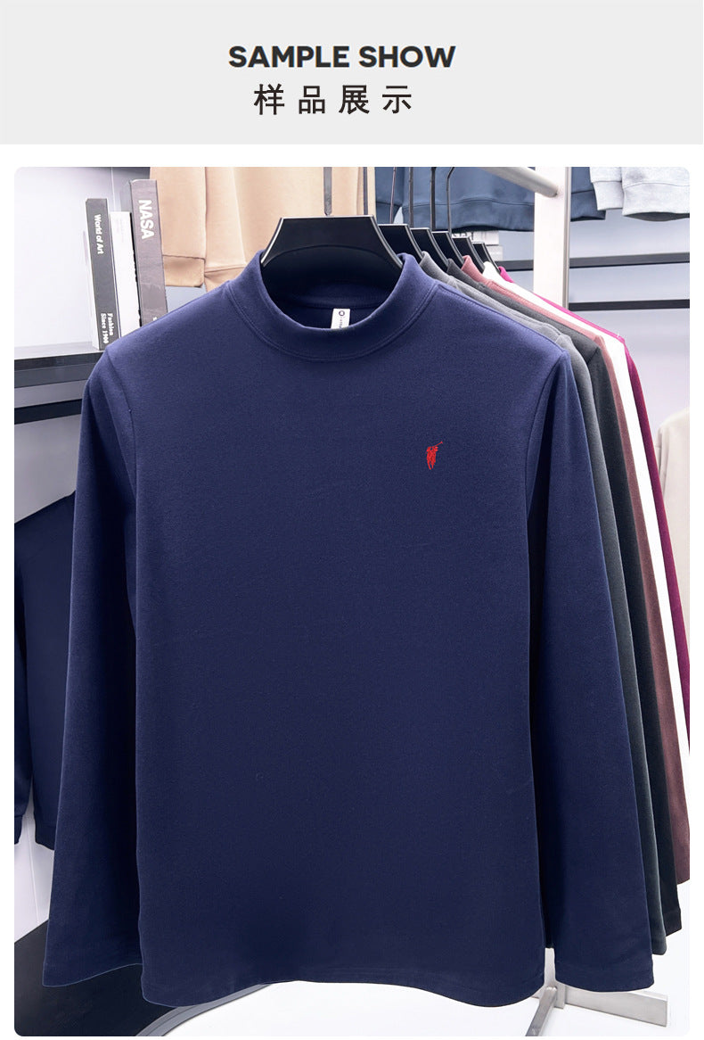 Cross-border foreign trade high-end pony embroidery men's long sleeve t Half Turtleneck Thermal Base Layer Shirt for Men Inner Wear