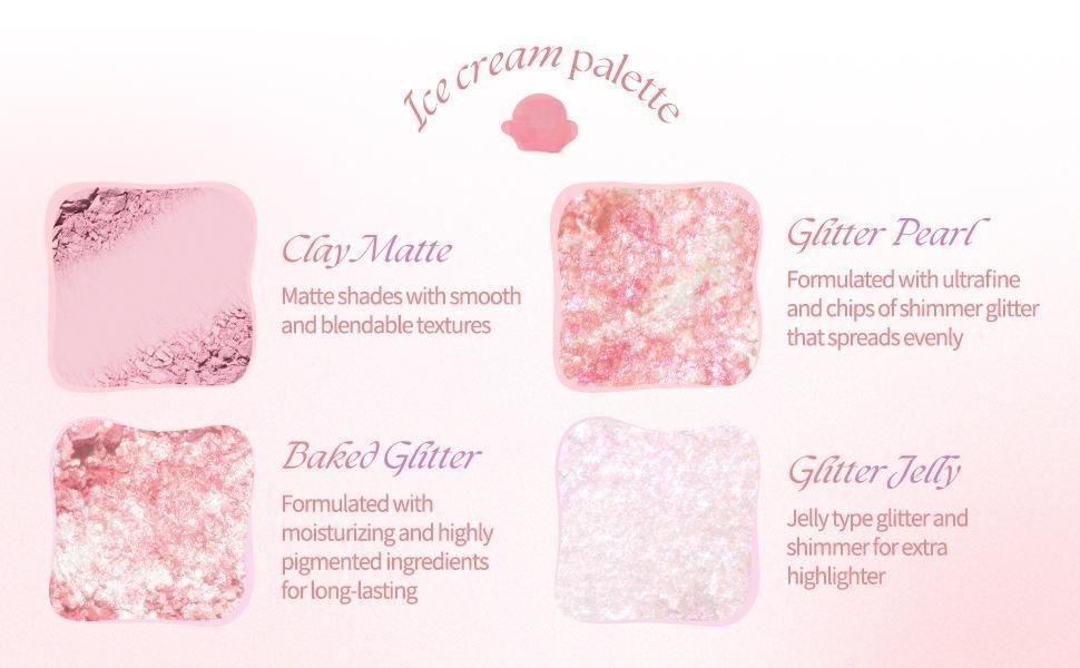 Capel Ice Cream Nine-Color Eyeshadow Palette Pearlescent Matte Rose Palette Under-eye Blush Oat Milk Tea Earth Pure Desire