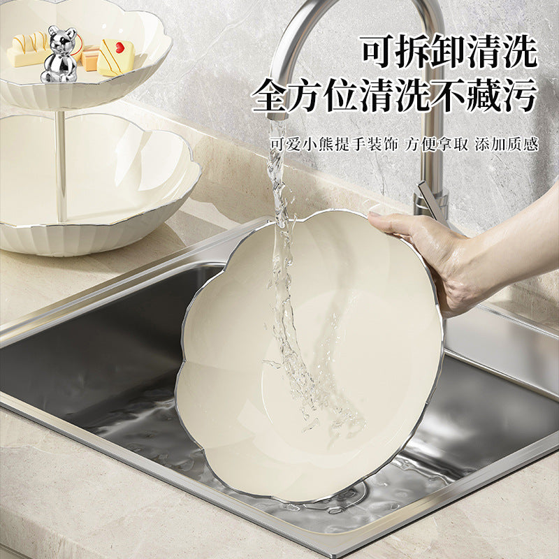 Multi-layer Fruit Plate High-end Luxury Style Home Living Room Snacks Nuts Candy Dried Fruits Fruit Plate Tea Pastry Dessert Plate