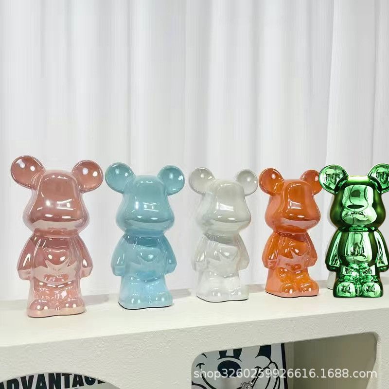 Chinese Style Violent Bear Ornament High-end Ceramic Living Room Entrance TV Cabinet Wine Cabinet Money Box Home Decoration Gift