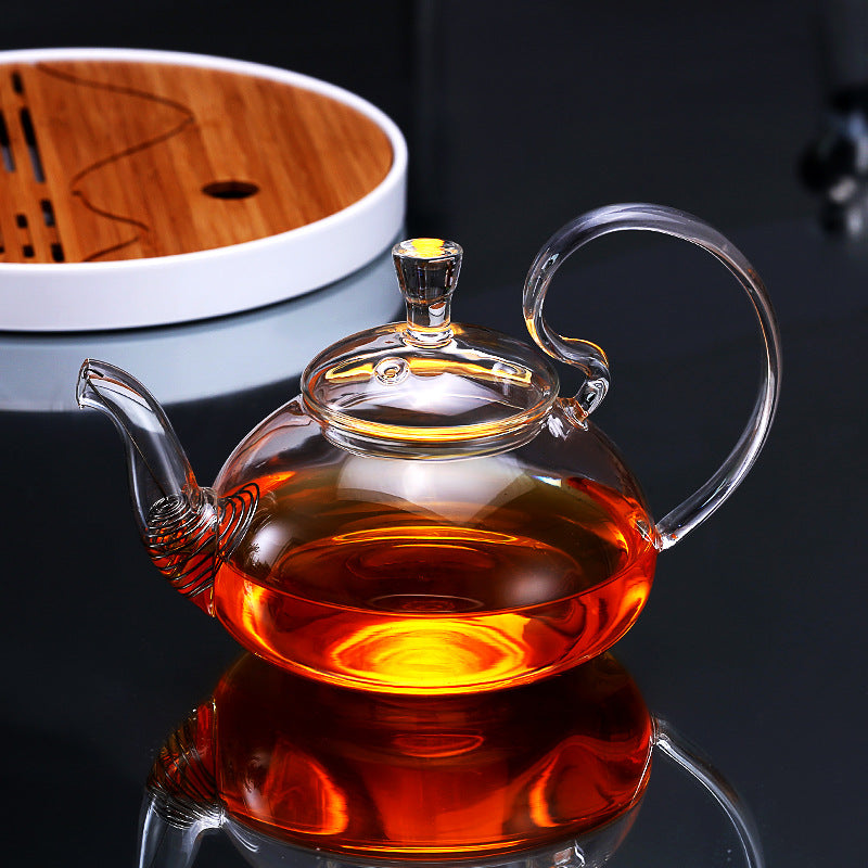 Glass Teapot High Temperature Resistant Thickened Filter Tea Brewing Teapot Household Heatable Fruit Flower Teapot Tea Set