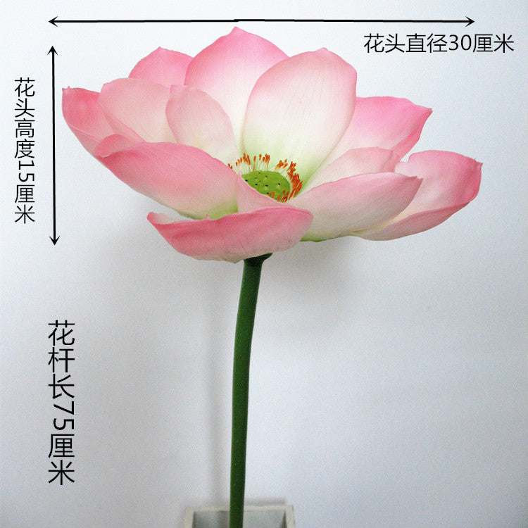 PU Lotus Leaf with Stem Artificial Lotus Leaf Lotus Bud Lotus Pod Chinese Countryside Style Buddhist Hall Decorative Flower Directly from Manufacturer