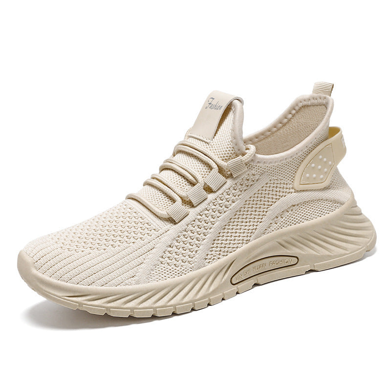 White Flyknit Soft Sole Running Shoes for Women, Summer New Versatile Lightweight Sneakers, Breathable Casual Sports Shoes