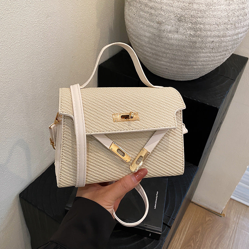 Bag2024New Fashion Small Square Bag Texture PU Handbag Retro Simple Shoulder Bag Trendy Versatile Crossbody