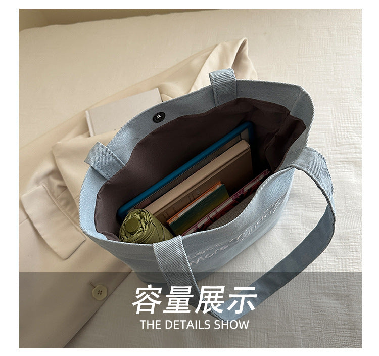 Vintage American Style Canvas Bag ins Large Capacity Student Commuter Artistic Single Shoulder Bag for Class Tote Bag for Women