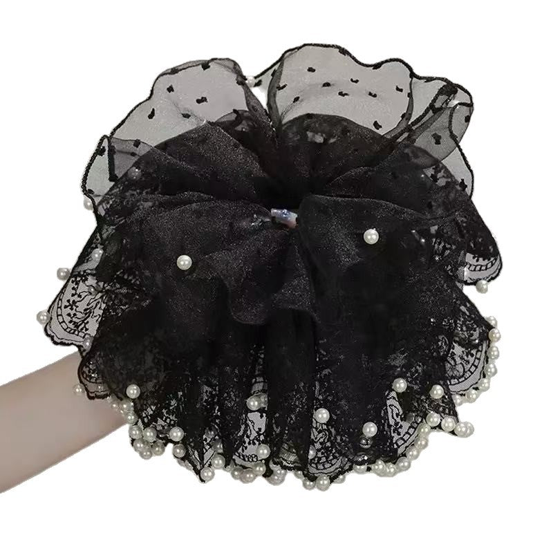 Chloris, the Goddess of Flowers~Super Fairy Pearl Lace Hair Tie New Extra Large French Gentle Atmosphere Travel Hair Rope