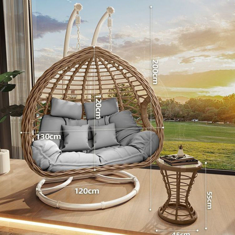 Outdoor Hanging Basket Chair Swing Courtyard Double Hanging Chair Home Balcony Indoor Internet Celebrity Bird's Nest Hammock Rattan Chair Rocking Chair