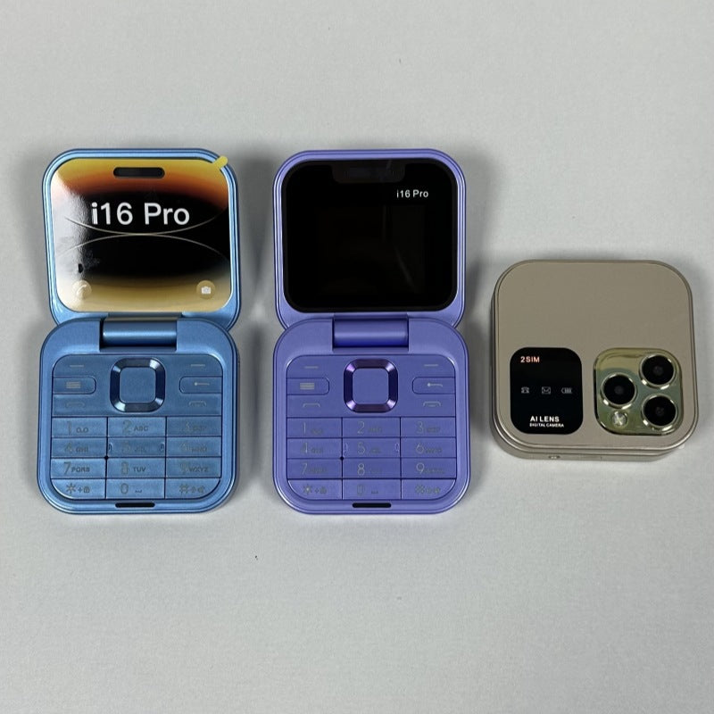 Mini Flip Phone Cross-Border i16 pro Flip Phone Dual SIM2G Button Mini Export Mobile Phone Wholesale