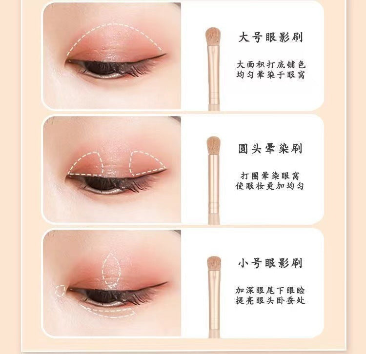 New5Mirror Box Makeup Brush Set with Window Mirror Eye Shadow Soft Bristles Affordable Portable Morandi