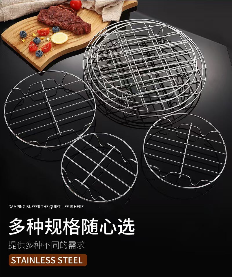 Stainless Steel Steaming Rack Kitchen Household Cooking Steaming Dish Rack Four-Legged Heat and Water Insulation Steaming Rack with Compartments304Steam Tray Steam Rack