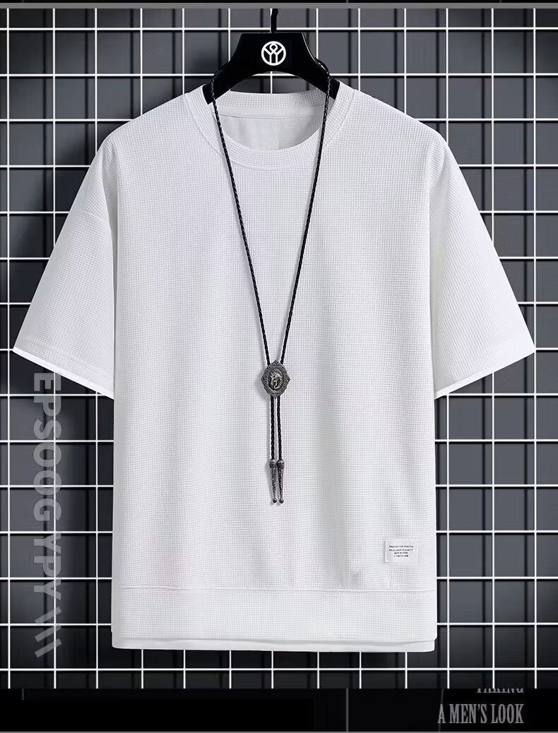 Chaolun Men's Short Sleeve Shirt t Summer Trendy Thin Breathable Shirt T Loose Waffle Short Sleeve Shirt