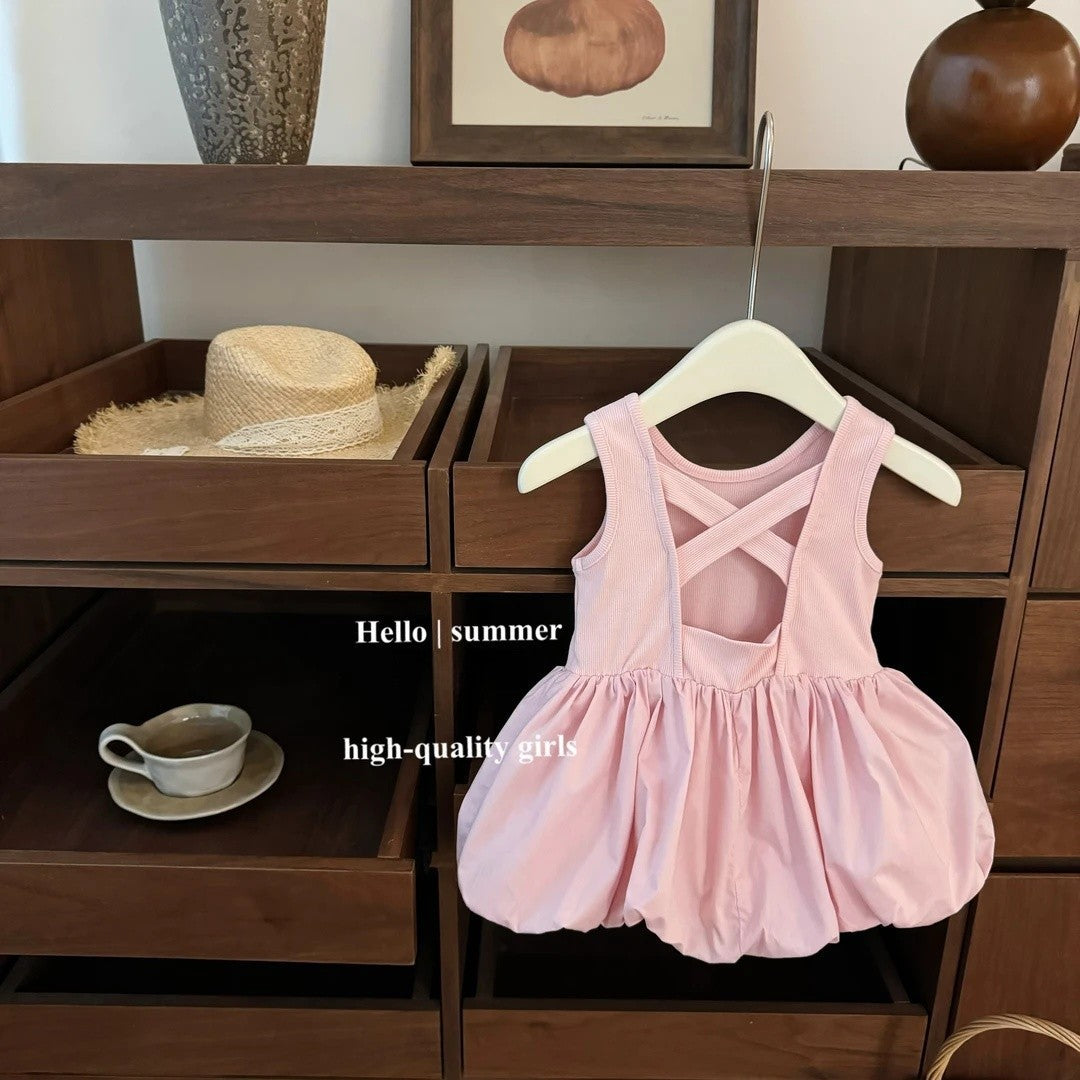 Little Salted Lemon baby Summer New Dress2025Girls' Embroidered Flower Bud Dress Stylish Baby Girl Tank Dress Trendy
