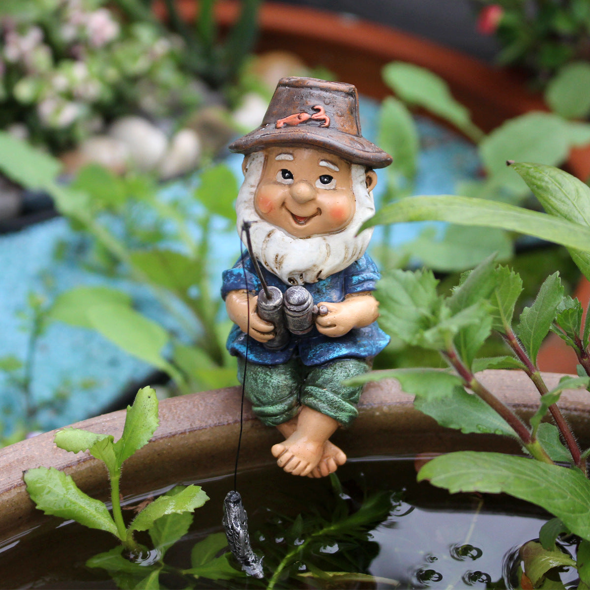 Cross-Border Resin Fishing Dwarf Figurine Garden Rockery Pond Landscape Decoration Accessories Creative Outdoor Courtyard Decor