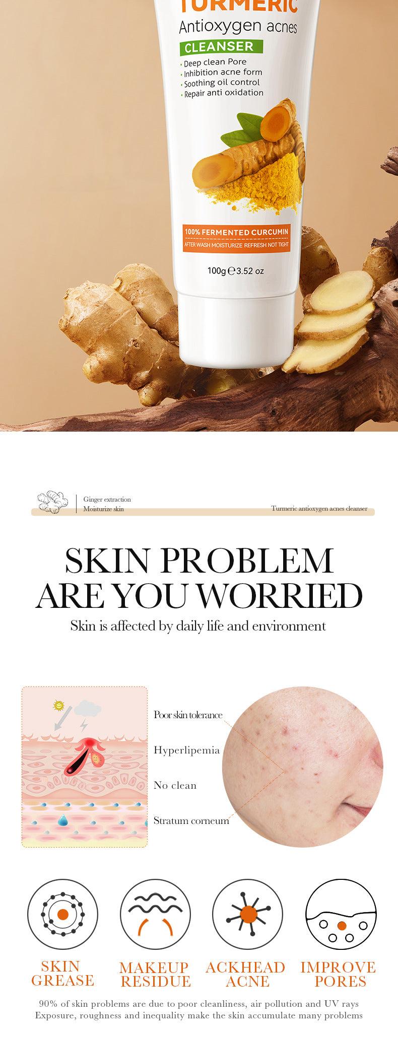 Full English Turmeric Skincare Set SADOER Cleansing, moisturizing, hydrating five-piece set for cross-border foreign trade wholesale